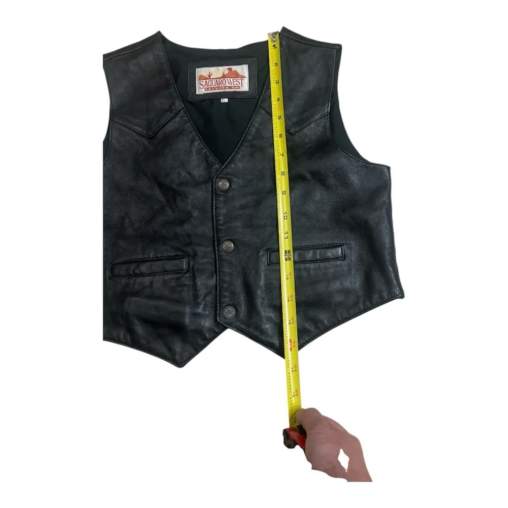 SAGUARO WEST TRADING CO. BLACK LEATHER VEST KIDS SIZE XL - Picture 5 of 5